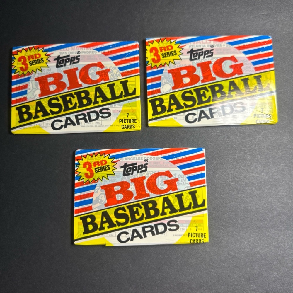 3 Unopened Packs 1988 Topps Big Baseball 3rd Series - 7 Cards Per Pack